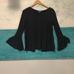 Lulus -Size Small, black, bell sleeve, open back w/ tie closure